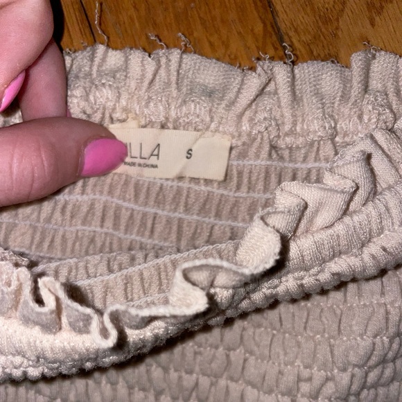 Ilia Light Brown Crop Top with Puff Sleeves - Picture 2 of 2